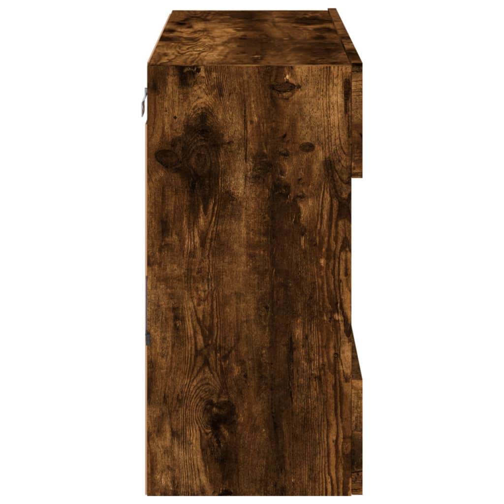 TV-Möbel Rökfärgad Ek Väggmonterad TV-Bänk LED 78,5x30x60,5 cm