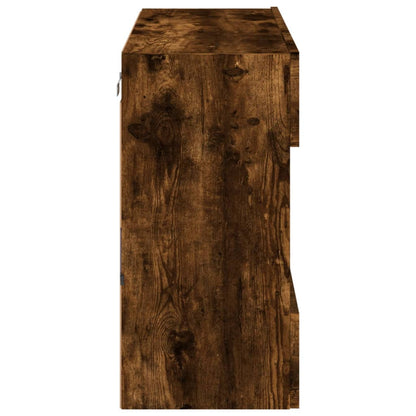 TV-Möbel Rökfärgad Ek Väggmonterad TV-Bänk LED 78,5x30x60,5 cm