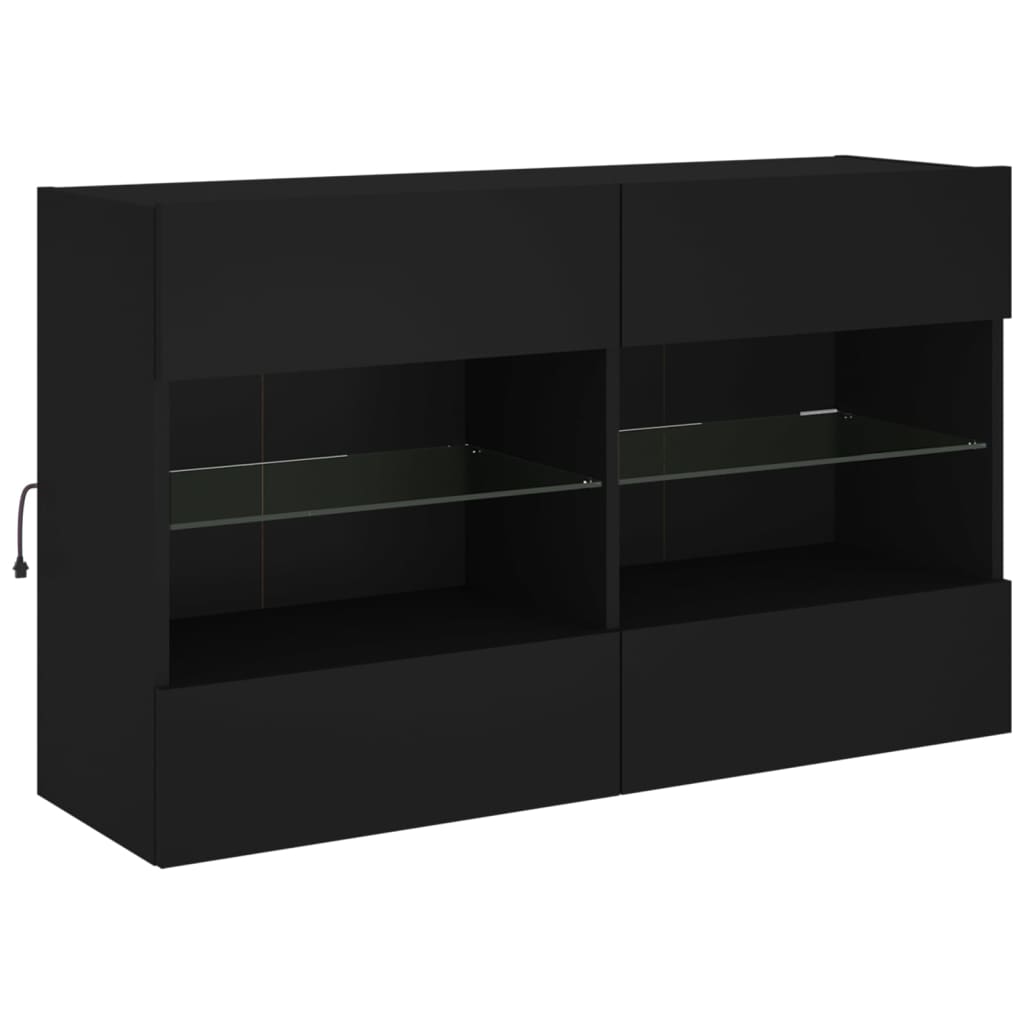 TV-Möbel Svart Väggmonterad TV-Bänk LED 98,5x30x60,5 cm