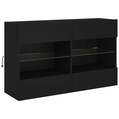 TV-Möbel Svart Väggmonterad TV-Bänk LED 98,5x30x60,5 cm