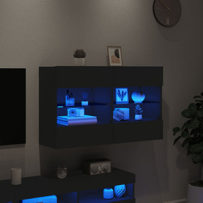 TV-Möbel Svart Väggmonterad TV-Bänk LED 98,5x30x60,5 cm