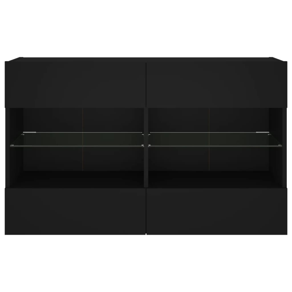 TV-Möbel Svart Väggmonterad TV-Bänk LED 98,5x30x60,5 cm