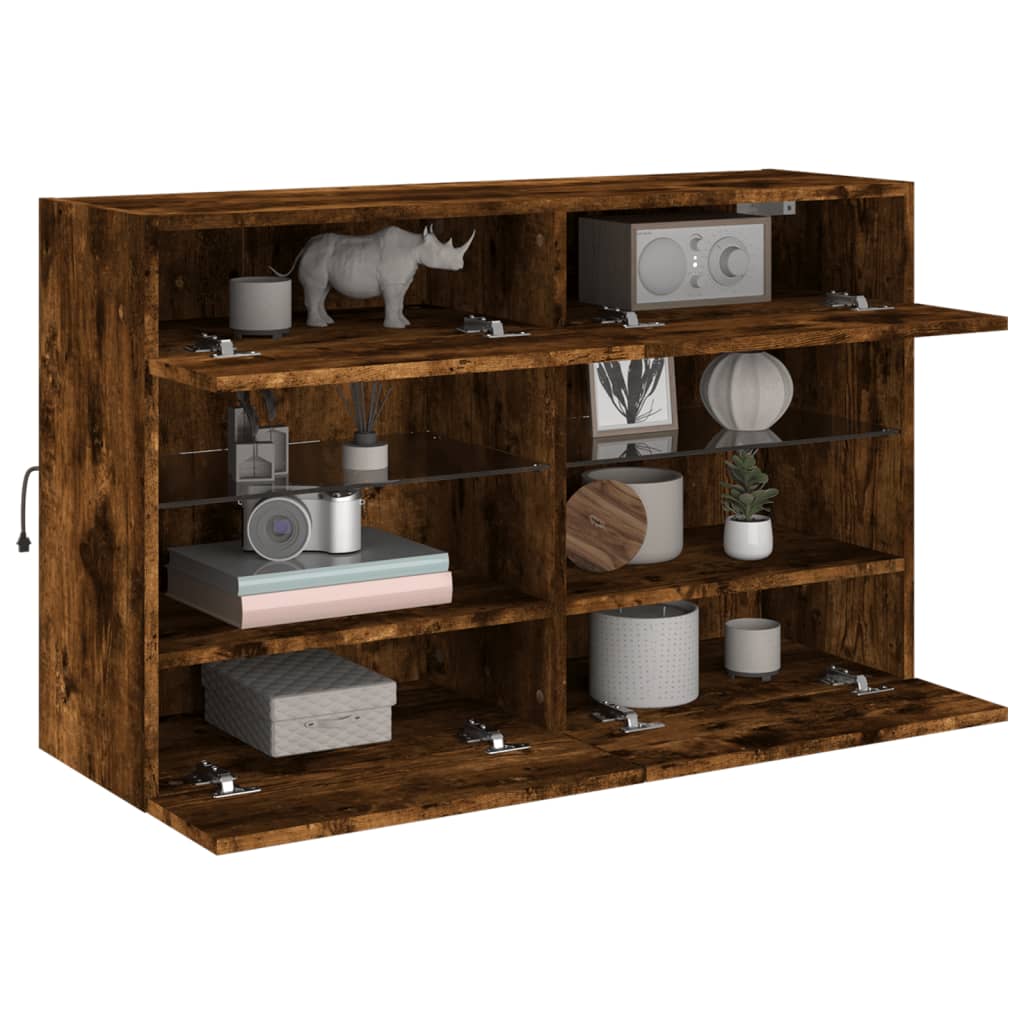 TV-Möbel Rökfärgad Ek TV-Bänk LED 98,5x30x60,5 cm