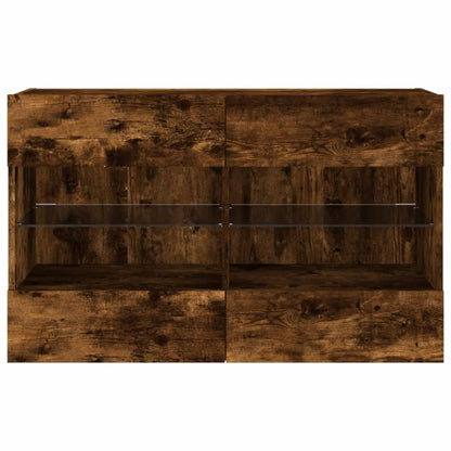 TV-Möbel Rökfärgad Ek TV-Bänk LED 98,5x30x60,5 cm