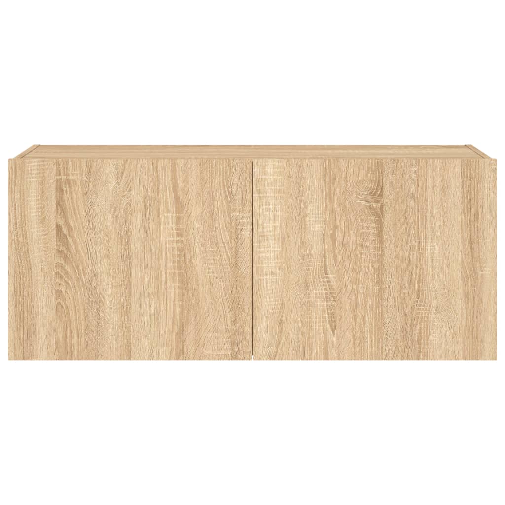 TV-Möbel Sonoma Ek Väggmonterad TV-Bänk LED 100x35x41 cm