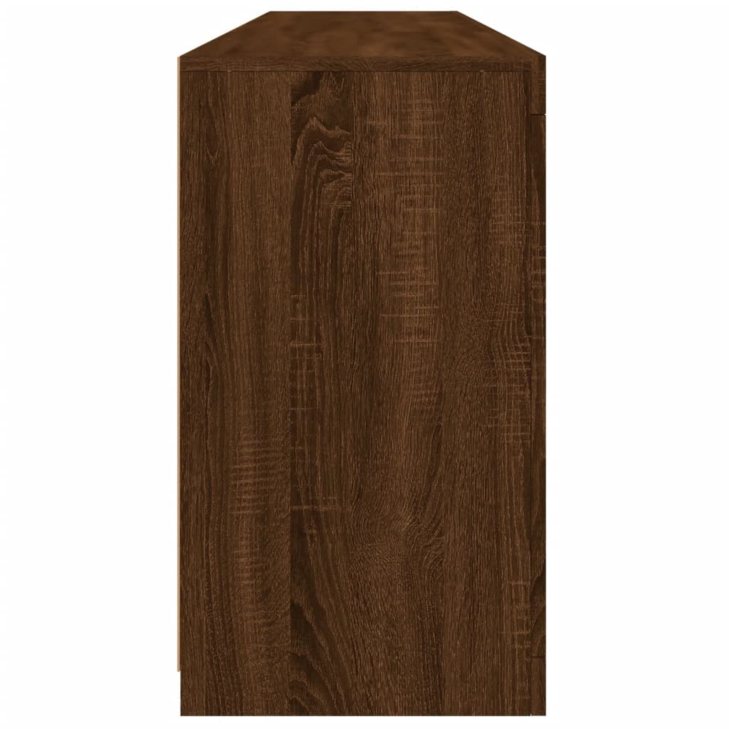 Skänk Brun Ek LED-belysning 162x37x67 cm