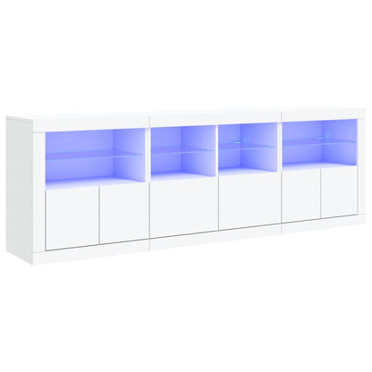 Skänk Vit LED-belysning 202x37x67 cm