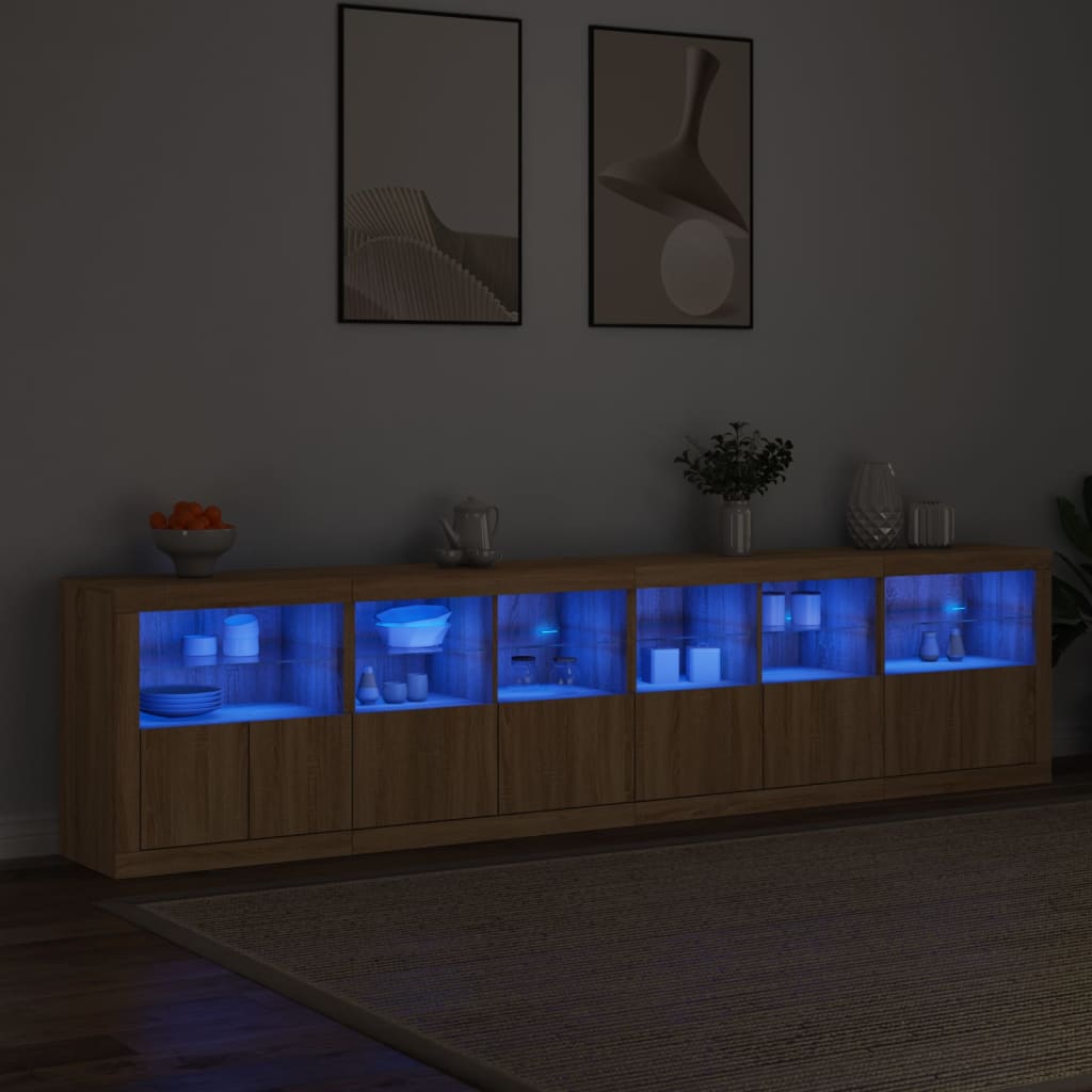 Skänk Sonoma Ek LED-belysning 283x37x67 cm