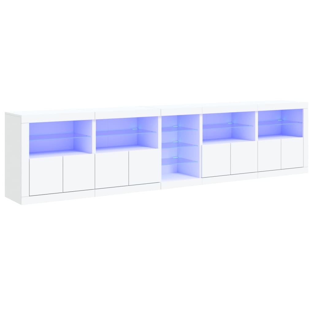 Skänk Vit LED-belysning 283x37x67 cm