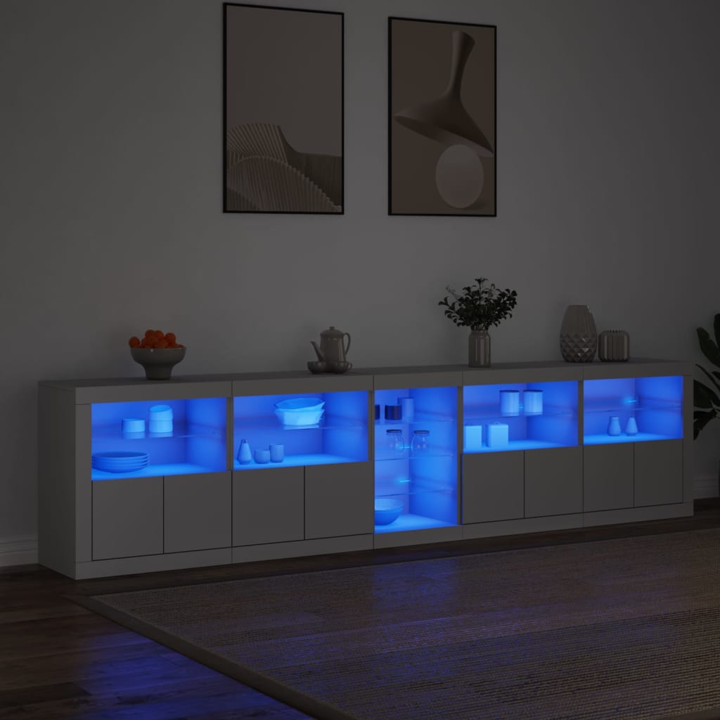Skänk Vit LED-belysning 283x37x67 cm