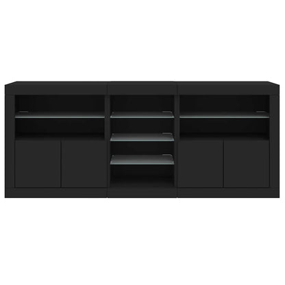 Skänk Svart LED-belysning 162x37x67 cm