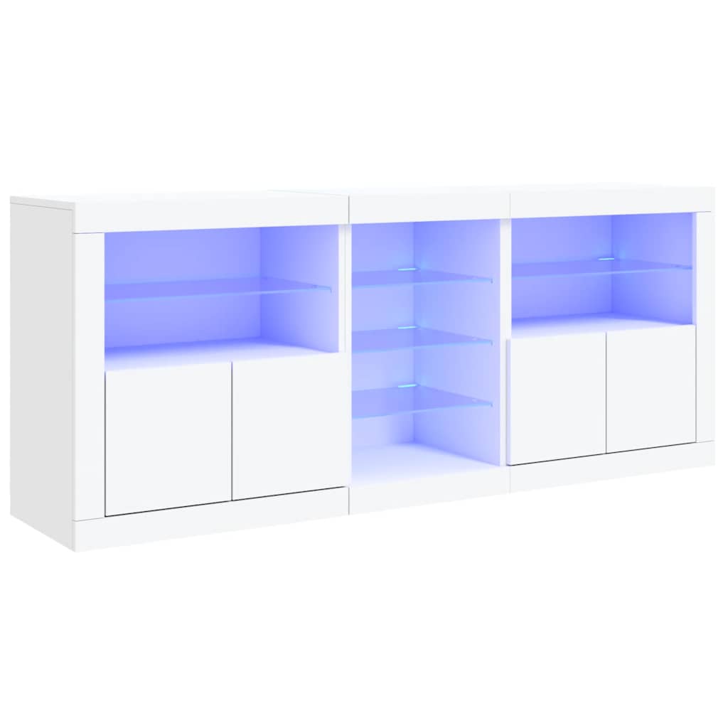 Skänk Vit LED-belysning 181,5x37x67 cm