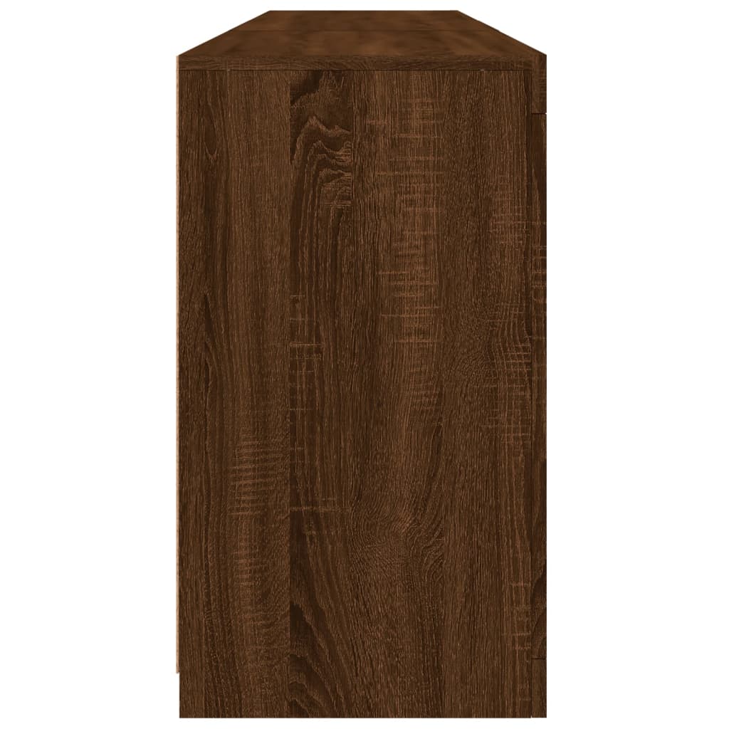 Skänk Brun Ek LED-belysning 181,5x37x67 cm