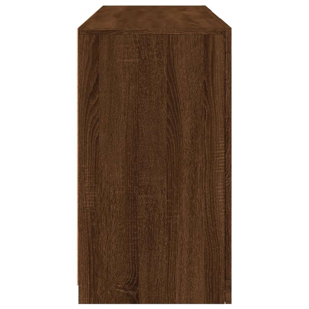 Skänk Brun Ek LED-belysning 123x37x67 cm