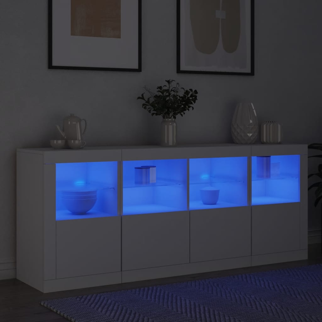 Skänk Vit LED-belysning 163x37x67 cm