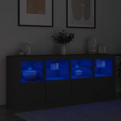 Skänk Svart LED-belysning 163x37x67 cm