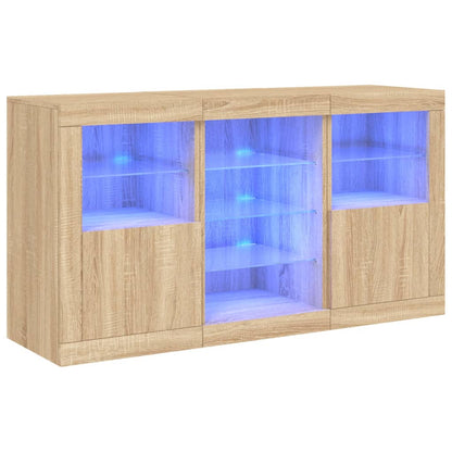 Skänk Sonoma Ek LED-belysning 123x37x67 cm