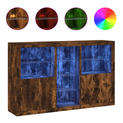 Skänk Rökfärgad Ek LED-belysning 162x37x100 cm