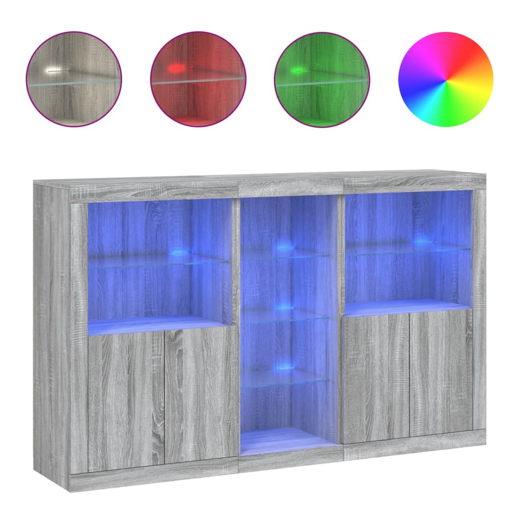 Skänk Sonoma Grå LED-belysning 162x37x100 cm