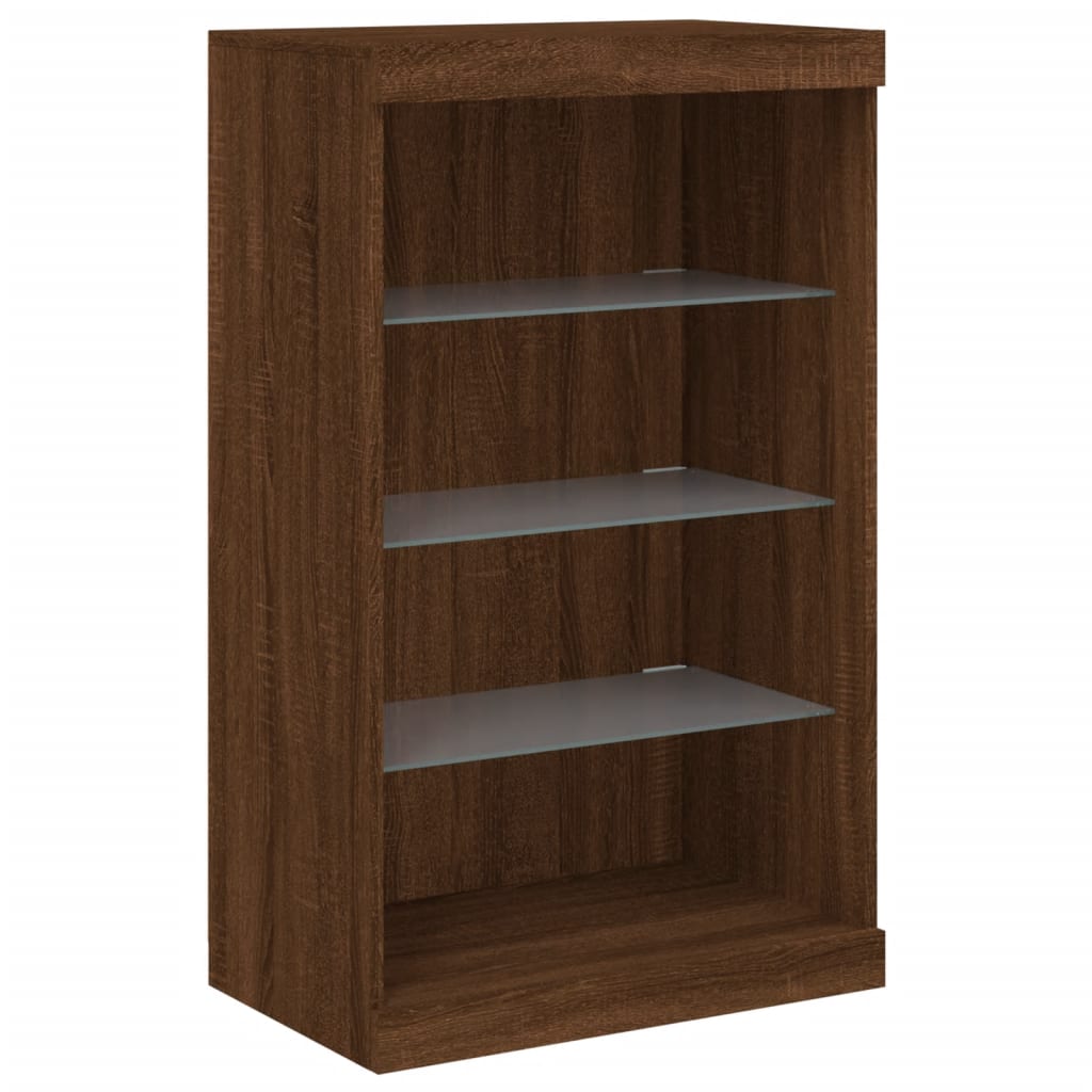 Skänk Brun Ek LED-belysning 181,5x37x100 cm