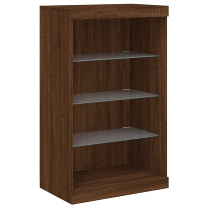 Skänk Brun Ek LED-belysning 181,5x37x100 cm