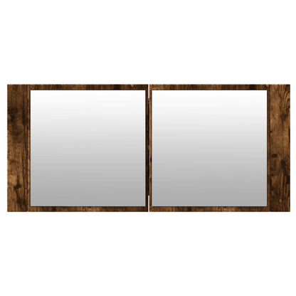 Badrumsspegel Spegelskåp LED Rökfärgad Ek 100x12x45 cm