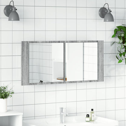 Badrumsspegel Spegelskåp LED Sonoma Grå 100x12x45 cm