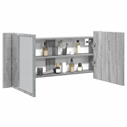 Badrumsspegel Spegelskåp LED Sonoma Grå 100x12x45 cm
