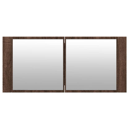 Badrumsspegel Spegelskåp LED Brun Ek 100x12x45 cm
