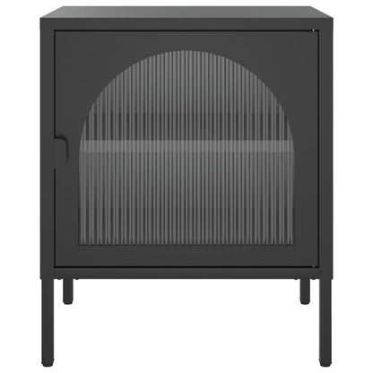 Sängbord 2 st svart 50x35x60 cm glas och stål