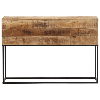 Avlastningsbord Konsollbord Trä 110x30x75 cm massivt grovt mangoträ och järn