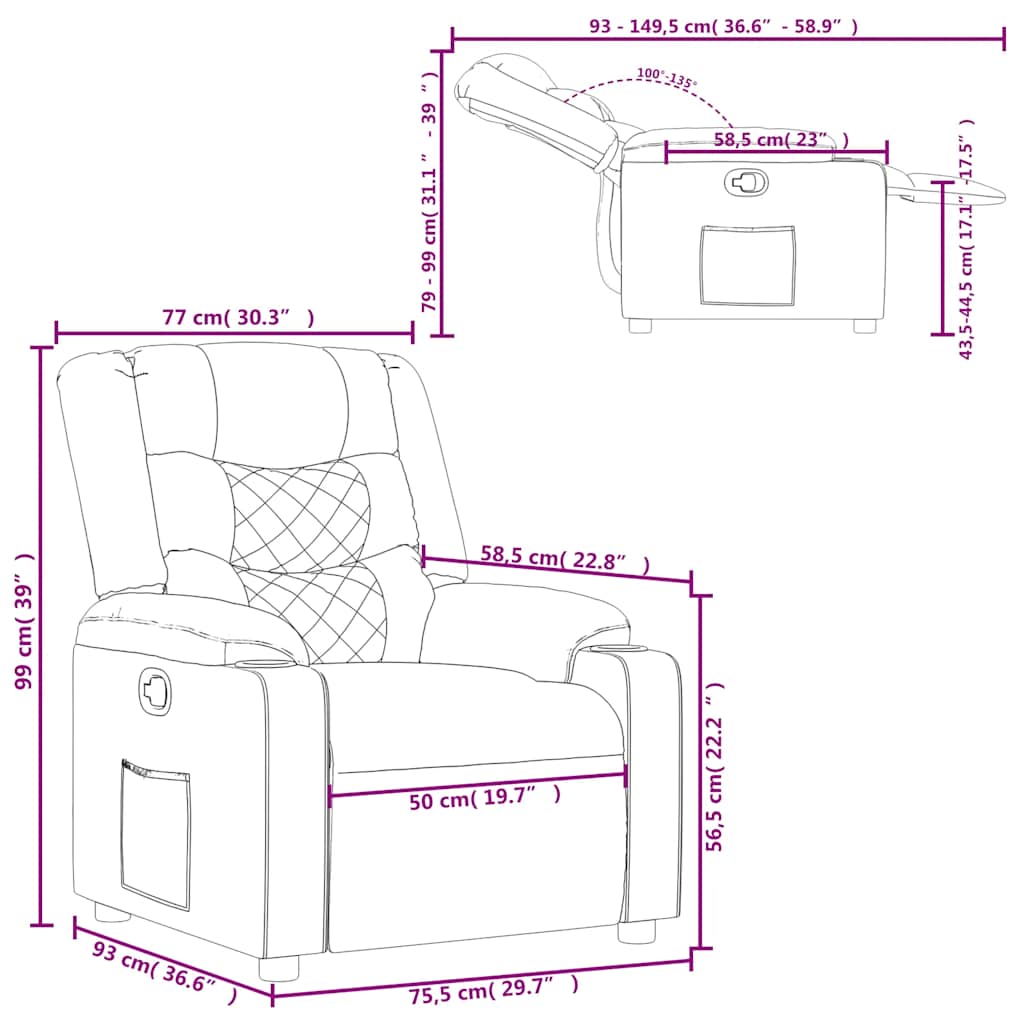 Fåtölj Svart Reclinerfåtölj tyg