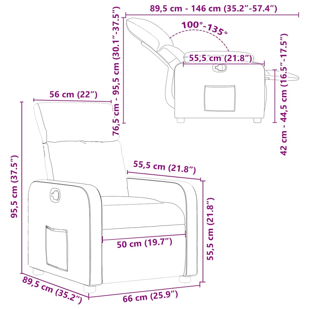 Fåtölj Svart Reclinerfåtölj konstläder