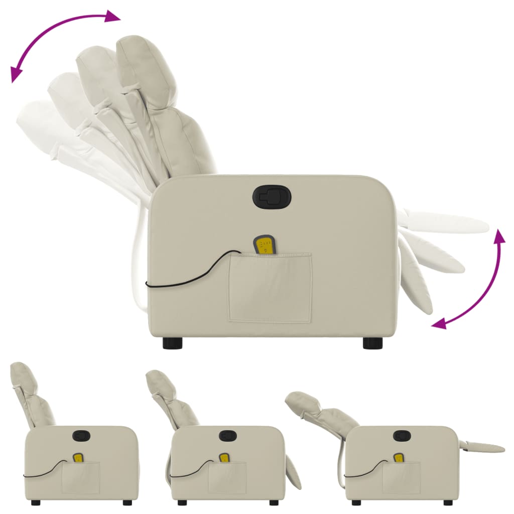 Elektrisk Massagefåtölj Gräddvit konstläder