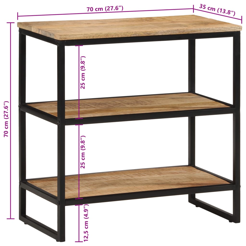 Avlastningsbord Konsollbord Trä 70x35x70 cm massivt grovt mangoträ