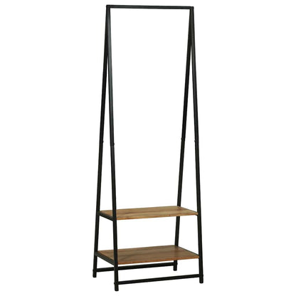 Klädhängare med hylla Svart 60 x 45 x 180 cm Massivt akaciaträ