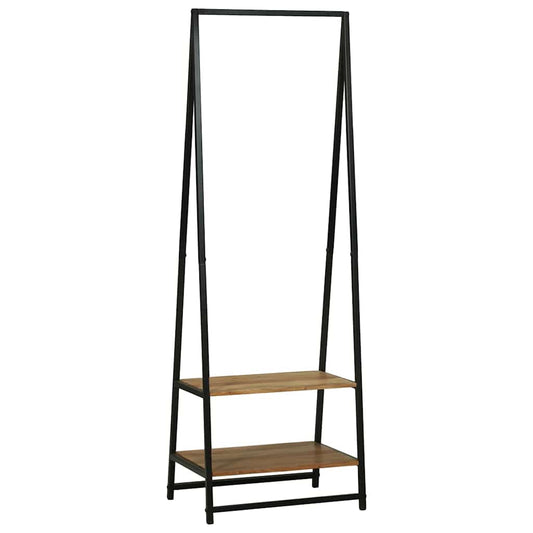 Klädhängare med hylla Svart 60 x 45 x 180 cm Massivt akaciaträ