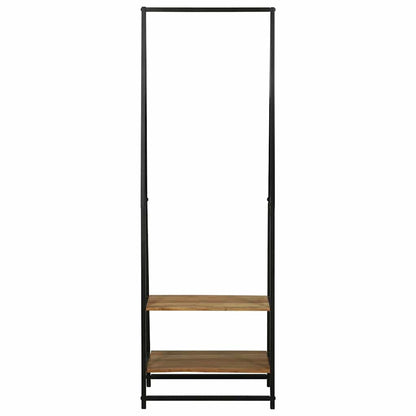 Klädhängare med hylla Svart 60 x 45 x 180 cm Massivt akaciaträ