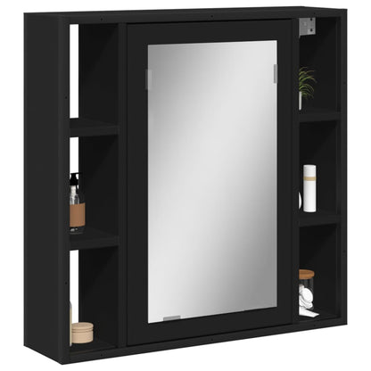 Badrumsspegel Spegelskåp Svart 60x16x60 cm