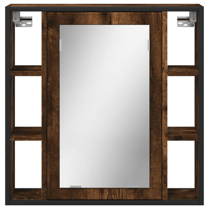 Badrumsspegel Spegelskåp Rökfärgad Ek 60x16x60 cm