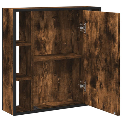 Badrumsspegel Spegelskåp Rökfärgad Ek 60x16x60 cm