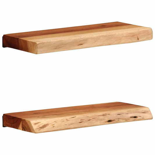Vägghylla Trä 2 st 40x20x3,5 cm massivt Trä akacia