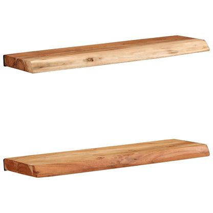 Vägghylla Trä 2 st 60x20x3,5 cm massivt Trä akacia