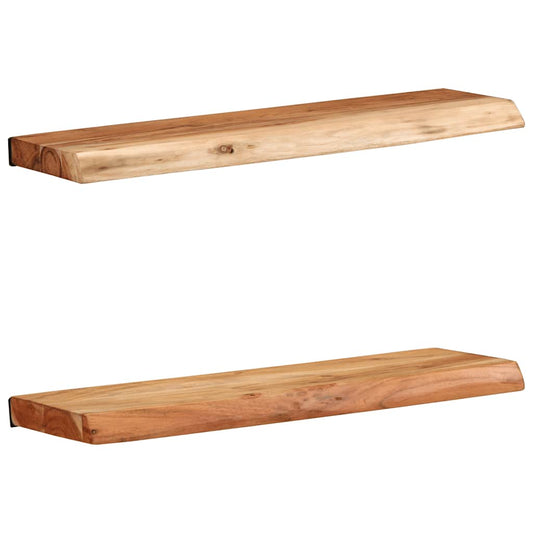 Vägghylla Trä 2 st 60x20x3,5 cm massivt Trä akacia
