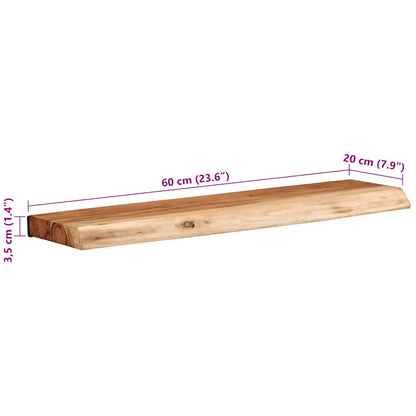 Vägghylla Trä 2 st 60x20x3,5 cm massivt Trä akacia