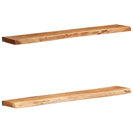 Vägghylla Trä 2 st 100x20x3,5 cm massivt Trä akacia