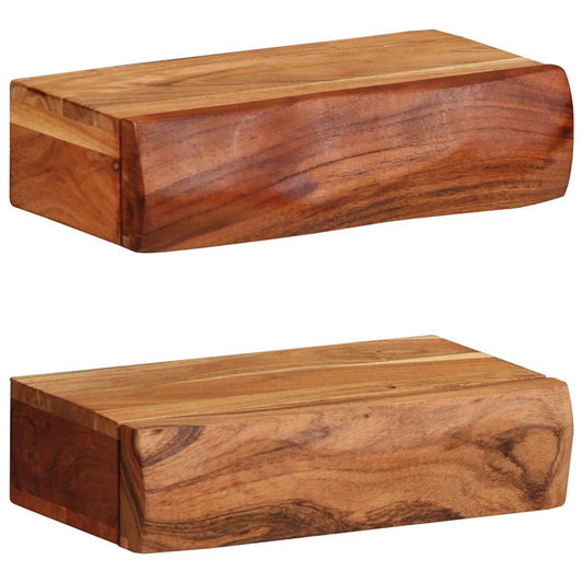 Vägghylla Trä 2 st 30x17x8 cm massivt Trä akacia