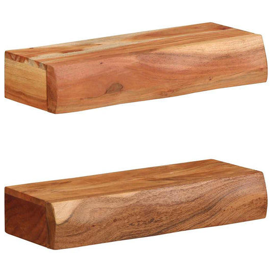 Vägghylla Trä 2 st 40x17x8 cm massivt Trä akacia