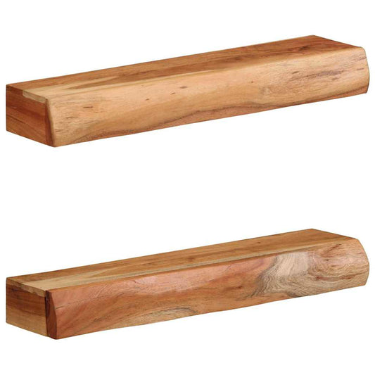 Vägghylla Trä 2 st 60x17x8 cm massivt Trä akacia