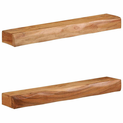 Vägghylla Trä 2 st 80x17x8 cm massivt Trä akacia